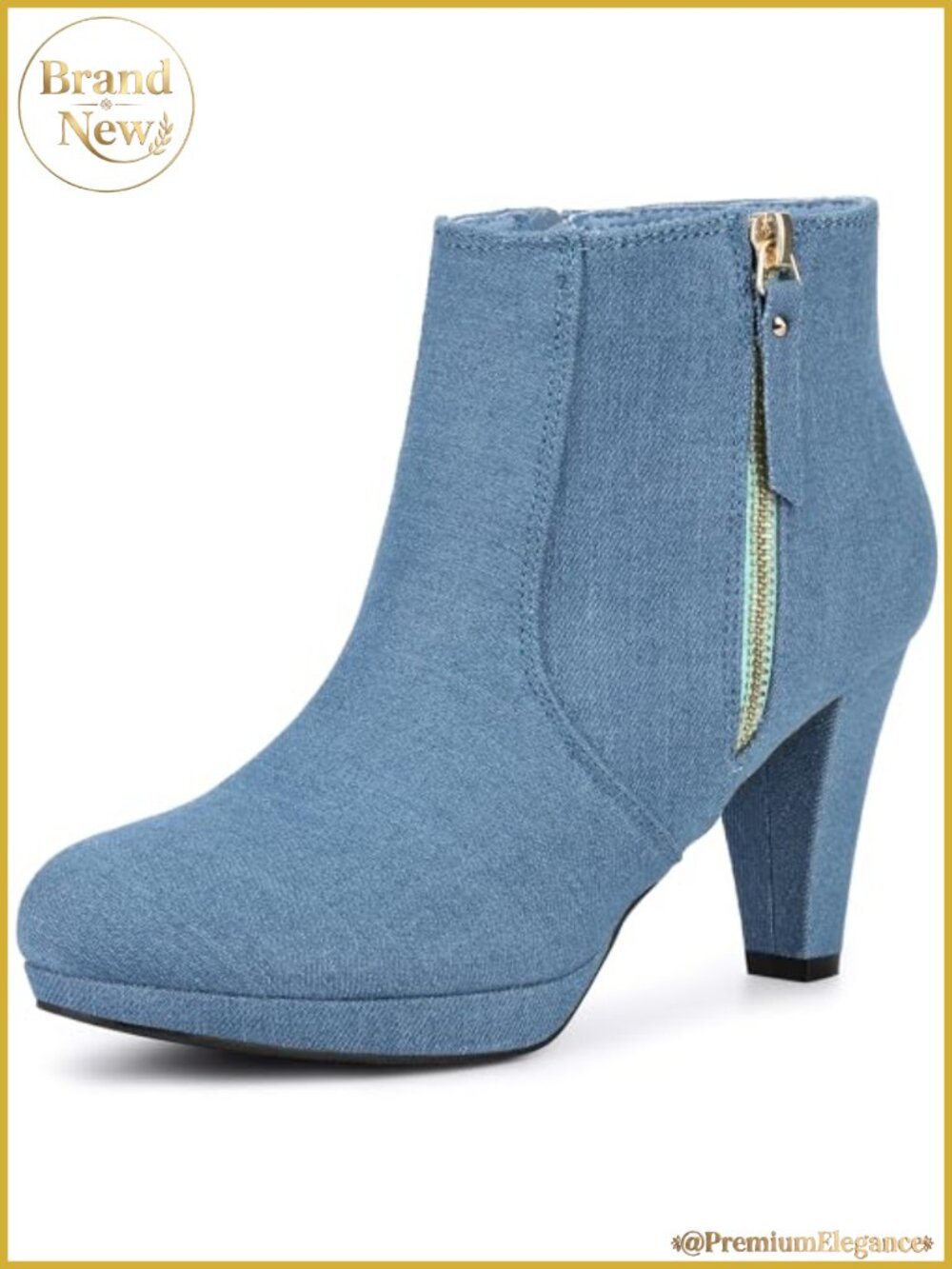 Faux Suede Chunky Heel Platform Ankle Boots Round Toe Side Zip